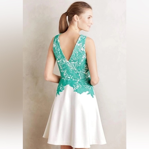 NWT Moulinette Soeures Women’s Arbor Dress in Green and Cream size 12 - Picture 2 of 12